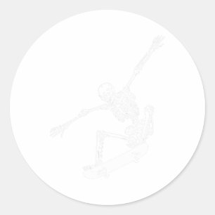 Pegatina Redonda Skeleton Skateboard Skull Halloween Skateboarding