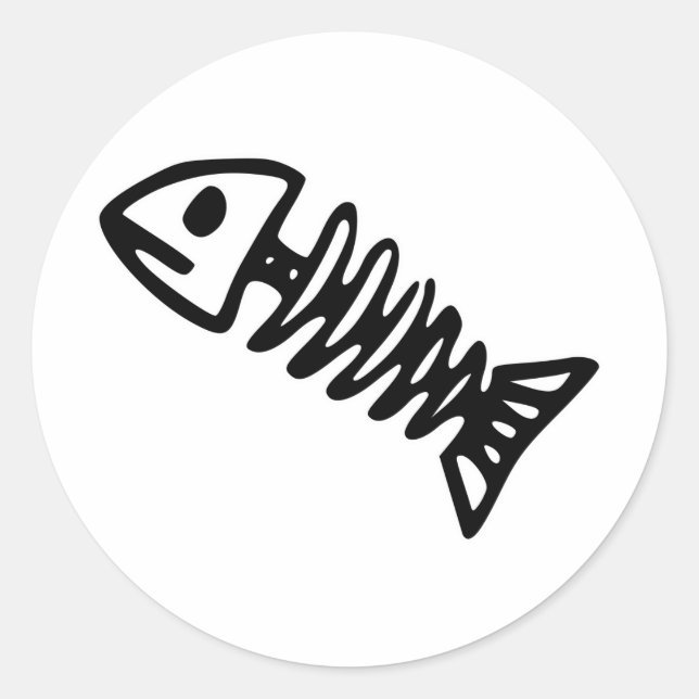 Pegatina Redonda Skeleton Skull Bones Fossil (Anverso)