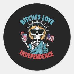 Pegatina Redonda Skeleton Skull Es Love Independence Funny 4 Of J