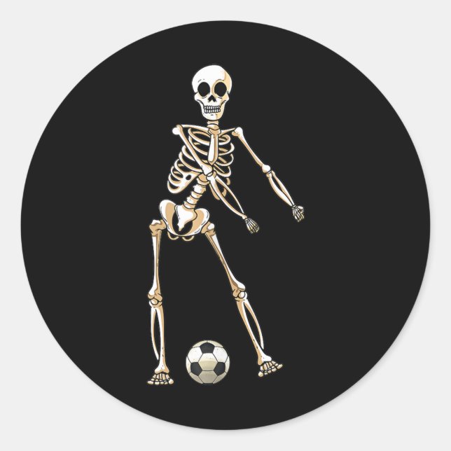 Pegatina Redonda Skeleton Soccer Halloween Flossing Dance Cosplay (Anverso)