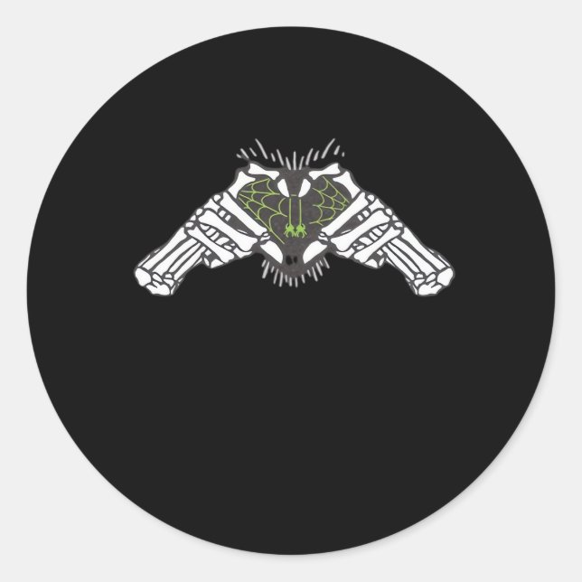 Pegatina Redonda Skeleton Spider Heart (Anverso)