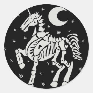 Pegatina Redonda Skeleton Unicorn