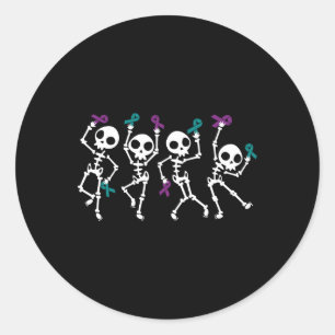 Pegatina Redonda Skeleton Wo para la prevención del suicidio en Hal