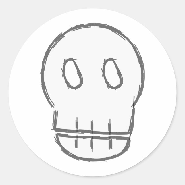 Pegatina Redonda Sketchy Skull (Anverso)