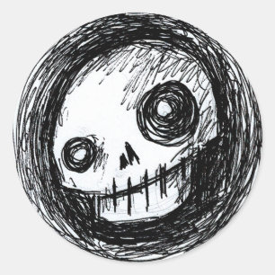 Pegatina Redonda Sketchy Skull