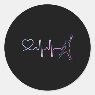 Pegatina Redonda Sketll Heartbeat Para Hombres Jugador De Esquemas 