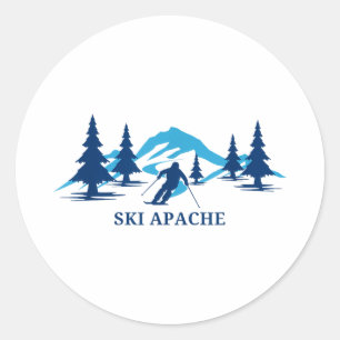 Pegatina Redonda Ski apache new mexico estación de esquí esquí esqu