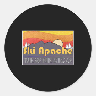 Pegatina Redonda Ski Apache Nuevo México 