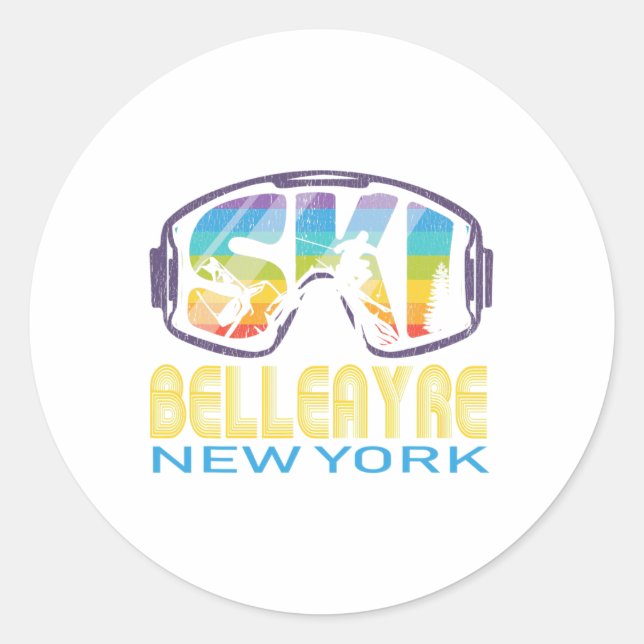 Pegatina Redonda Ski Belleayre vacaciones de esquí en Nueva York (Anverso)