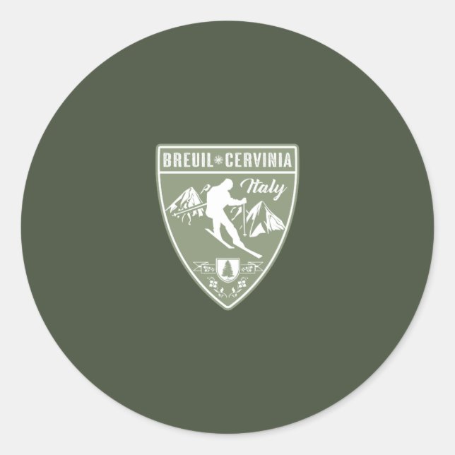 Pegatina Redonda Ski Breuil-Cervinia Italia (Anverso)