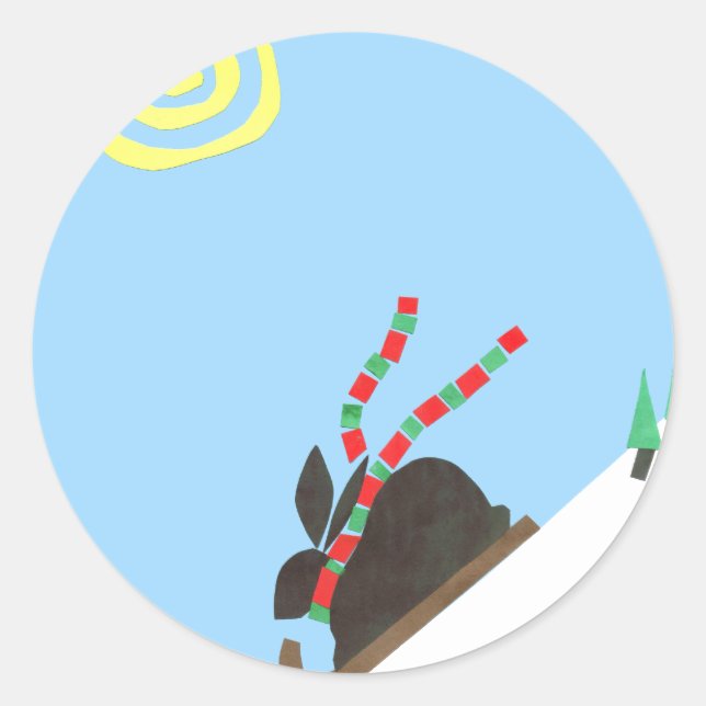 Pegatina Redonda Ski Bunny (Anverso)