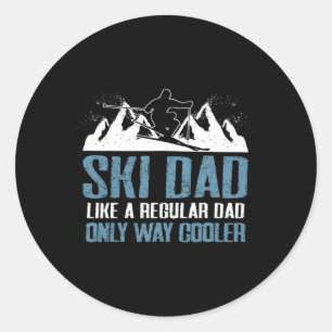 Pegatina Redonda Ski Dad Divertida Esquiadora Aventura Esquiar Aman