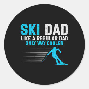 Pegatina Redonda Ski Dad Divertido Diseño Esquiador Para Hombres De