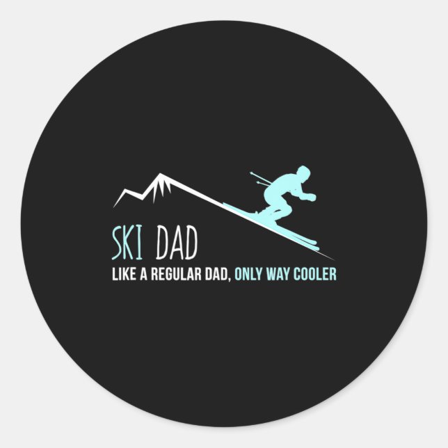 Pegatina Redonda Ski Dad Funny Cute Winter Skiing Gift  (Anverso)