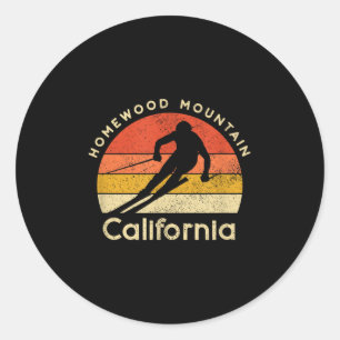 Pegatina Redonda Ski Homewood Mountain California