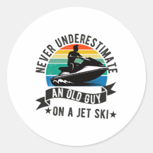 Pegatina Redonda Ski Jet Para Hombres Mujeres Papi Chico Chica Moto