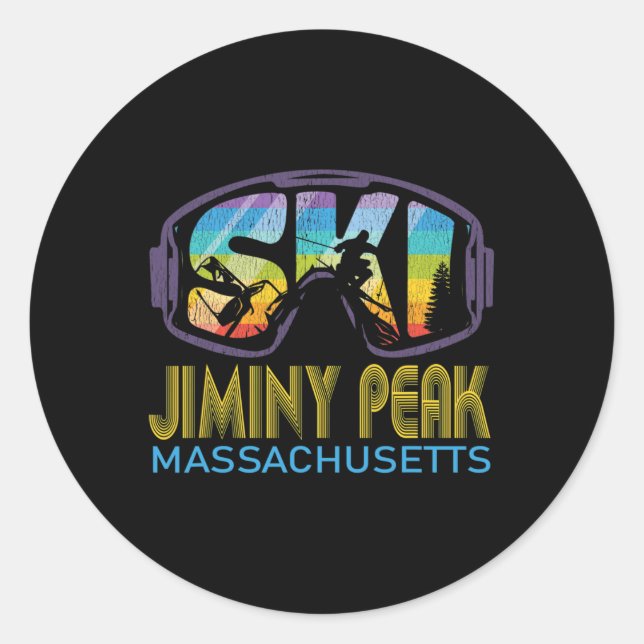 Pegatina Redonda Ski Jiminy Peak Machusetts Skiing Vacation  (Anverso)