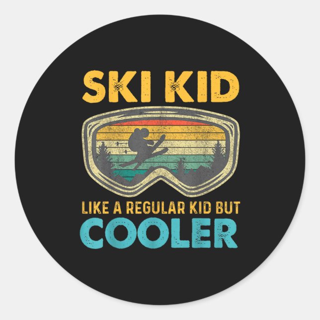 Pegatina Redonda Ski Kid Like A Regular Kid But Cooler Skiing Lover (Anverso)