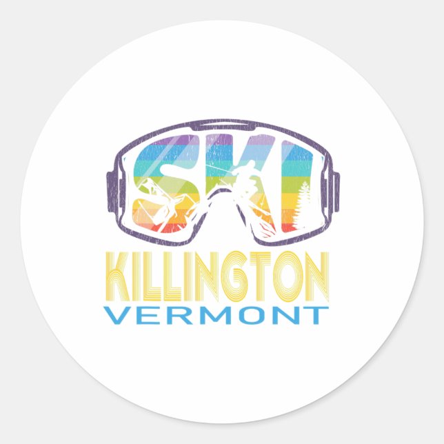 Pegatina Redonda Ski Killington Vermont (Anverso)