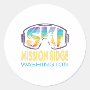 Pegatina Redonda Ski Mission Ridge Washington Ski Vacation