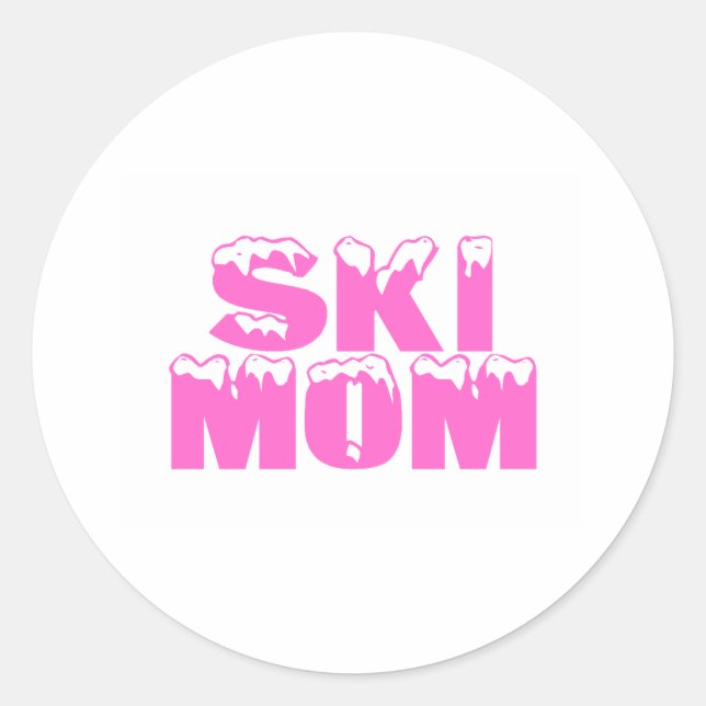 Pegatina Redonda Ski Mom (Anverso)