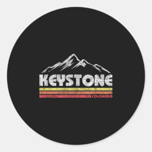 Pegatina Redonda Ski Retro de Bicicleta Keystone Colorado