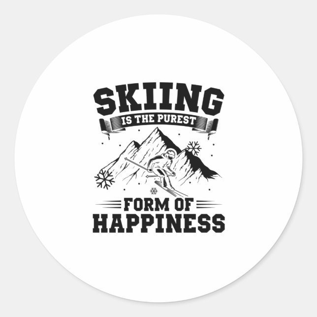 Pegatina Redonda Ski Sayings | Skiing Skier Mountains Vacation Gift (Anverso)
