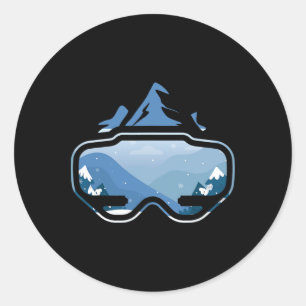 Pegatina Redonda Ski Snowboard Mountains Freestyle Extreme Winter S