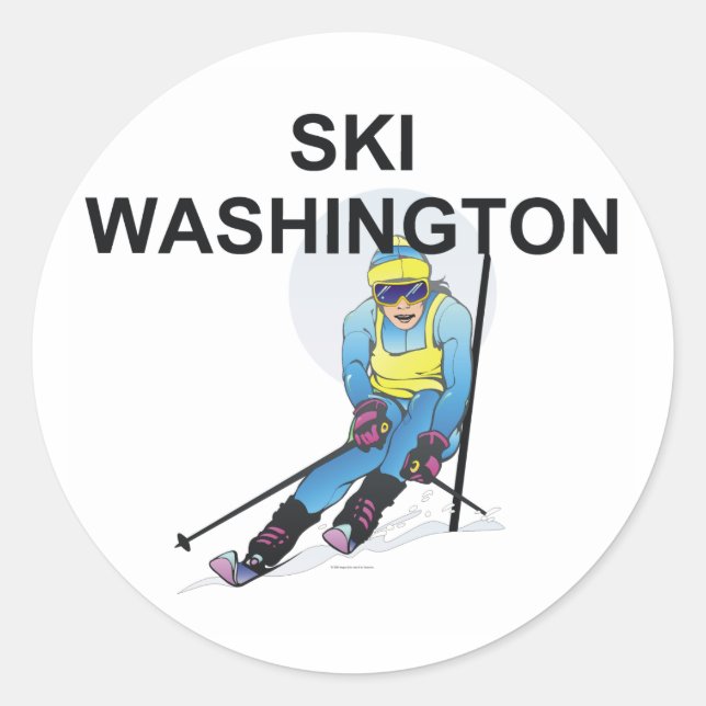 Pegatina Redonda Ski TOP Washington (Anverso)