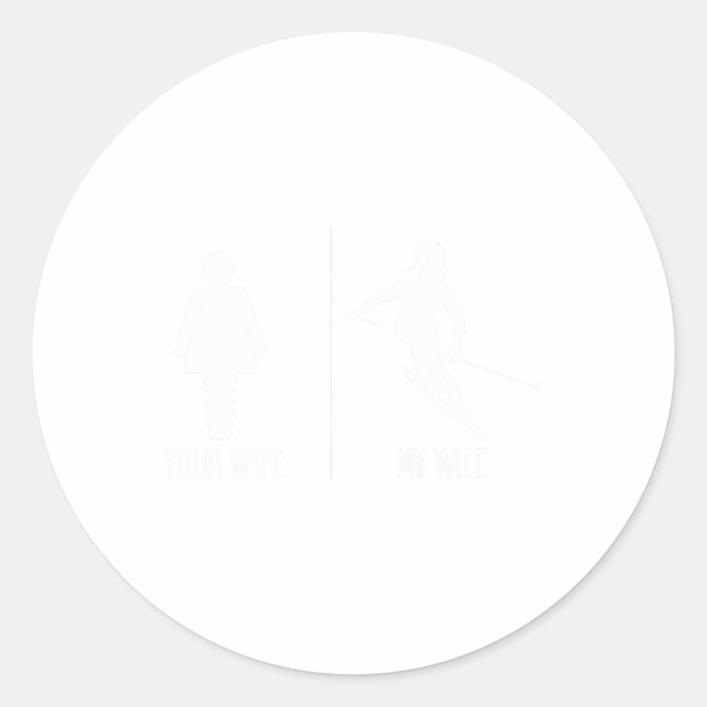 Pegatina Redonda Ski Trip Skiing Wife Husnd Marriage  (Anverso)