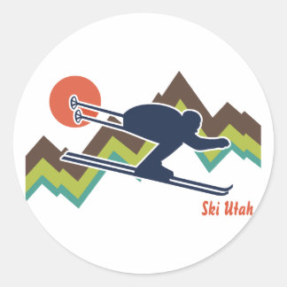 Pegatina Redonda Ski Utah