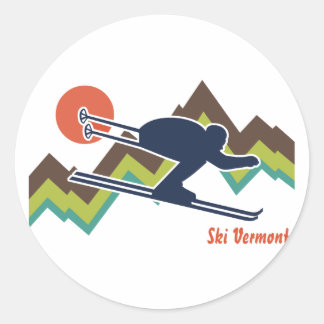 Pegatina Redonda Ski Vermont