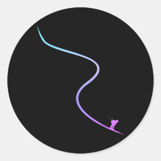 Pegatina Redonda Ski Winter Sports Skiing Skier 