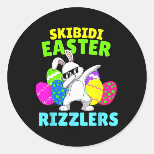 Pegatina Redonda Skibidi Easter - Funny Easter Rizzler Gen Alpha Sl