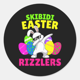 Pegatina Redonda Skibidi Easter - Funny Easter Rizzler Gen Alpha Tw