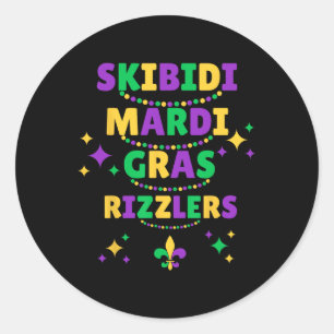 Pegatina Redonda Skibidi Mardi Gras Shirt Boys Graciosos Mardi Gras