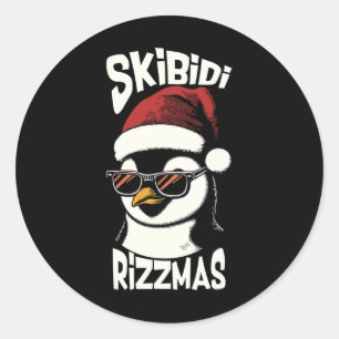 Pegatina Redonda Skibidi Rizzmas Divertido Gen Alpha Argot Navidad 