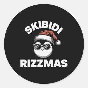 Pegatina Redonda Skibidi Rizzmas Divertido Gen Alpha Argot Navidad