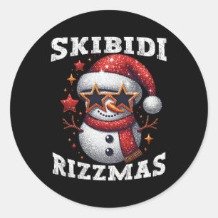 Pegatina Redonda Skibidi Rizzmas Gen Alpha Jerga Funny Navidades Sn