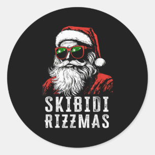 Pegatina Redonda Skibidi Rizzmas Navidad Rizz Santa Claus Carisma