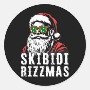 Pegatina Redonda Skibidi Rizzmas Navidades Rizz Santa Claus