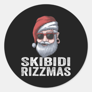 Pegatina Redonda Skibidi Rizzmas Navidades Santa Merry Rizz Mas Xma