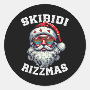 Pegatina Redonda Skibidi Rizzmas Navidades Santa Merry Rizz Mas Xma