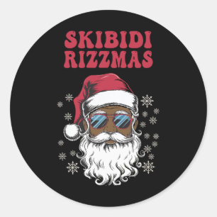 Pegatina Redonda Skibidi Rizzmas Santa Claus Navidades Merry Rizz M