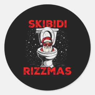 Pegatina Redonda Skibidi Rizzmas Santa divertido Inodoro Elefante b