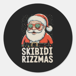 Pegatina Redonda Skibidi Rizzmas Santa Rizz Navidad Xmas Fiesta