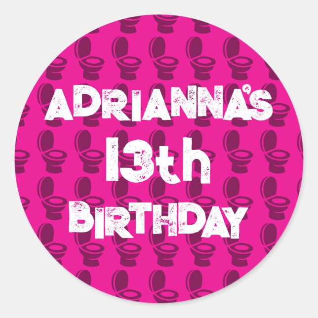 Pegatina Redonda Skibidi Toilet Pink Birday Party (Anverso)