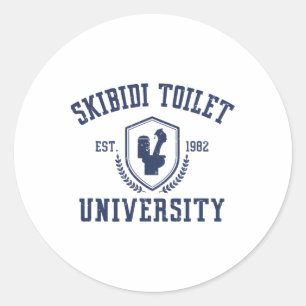 Pegatina Redonda Skibidi Toilet University Funny Skibidi Meme