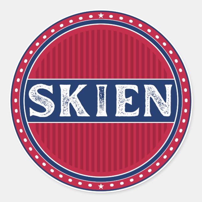Pegatina Redonda Skien City Pride Emblem – Norwegian Identity (Anverso)