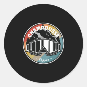 Pegatina Redonda Skiing In Chamrousse France